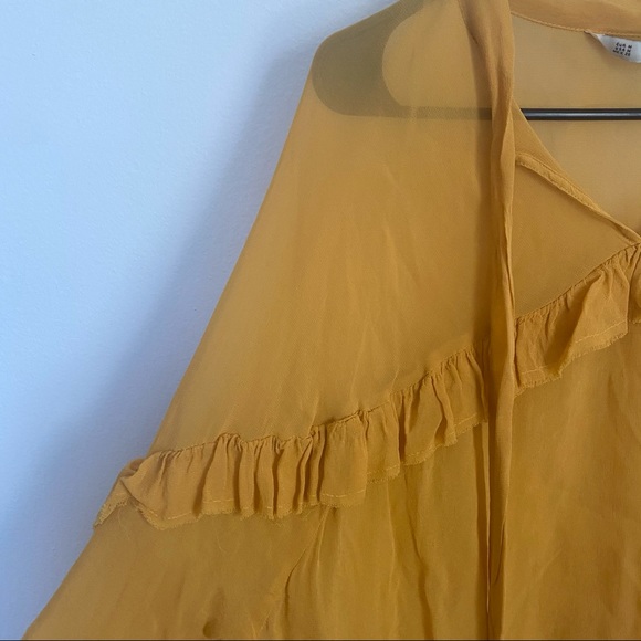 Zara Yellow Semi Sheer Frill Blouse - Picture 4 of 6